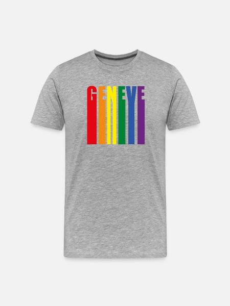 Buntes GENEVE Wortdesign - Männer Premium Bio T-Shirt - Grau meliert