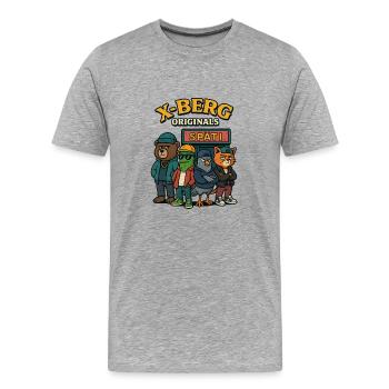 Kreuzberg Berlin Originals Ours Concombre Colombe Chat - T-shirt bio Premium Homme - gris chiné - Devant - Damien (186cm)