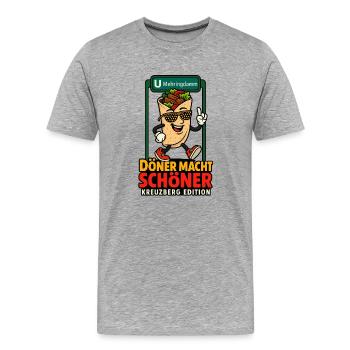 Kreuzberg Berlin Döner schöner U Bahn - Männer Premium Bio T-Shirt - Grau meliert - Vorne - Damien (186cm)