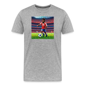 Pixel-Spieler-Charakter auf dem Spielfeld - Männer Premium Bio T-Shirt - Grau meliert - Vorne - Damien (186cm)