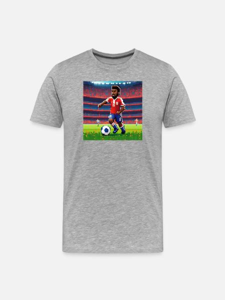 Pixel Player Character on the Pitch - Men's Premium Organic T-Shirt - heather grey