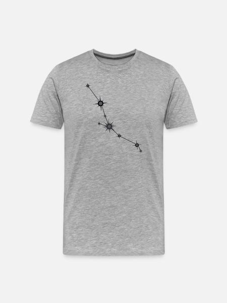 Stier Stern Sternbild Sternzeichen Schwarz & Grau - Männer Premium Bio T-Shirt - Grau meliert