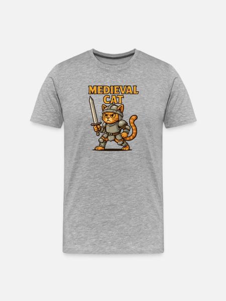 Mittelalter Katze - Männer Premium Bio T-Shirt - Grau meliert