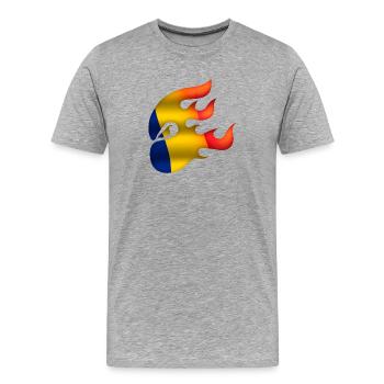 Drapeau de la Roumanie - Roumanie - Ninja - T-shirt bio Premium Homme - gris chiné - Devant - Damien (186cm)