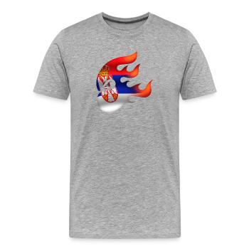 Drapeau de la Serbie - Serbe - Ninja - T-shirt bio Premium Homme - gris chiné - Devant - Damien (186cm)