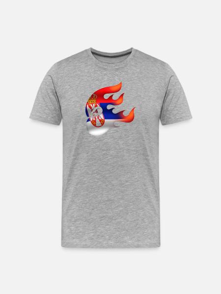 Drapeau de la Serbie - Serbe - Ninja - T-shirt bio Premium Homme - gris chiné
