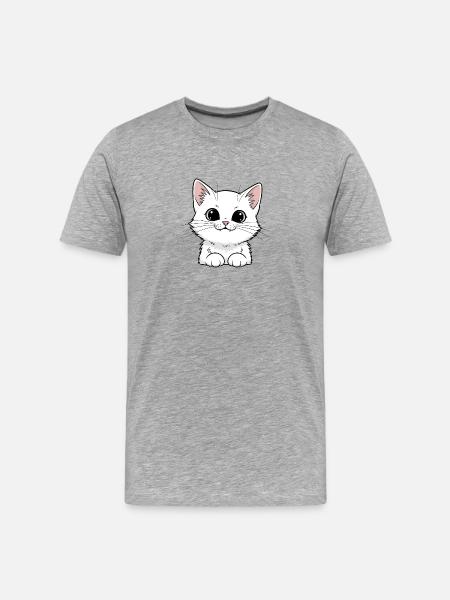 Cute White Kitten Design - Men's Premium Organic T-Shirt - heather grey