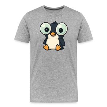 Cute Penguin Cartoon Big Eyes Funny Quirky - Men's Premium Organic T-Shirt - heather grey - Front - Damien (186cm)