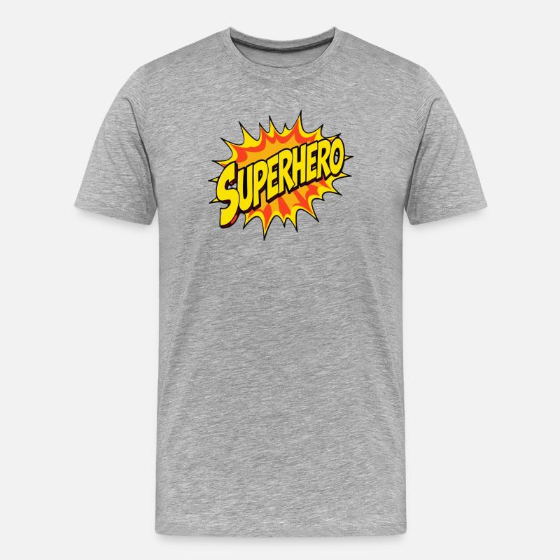 Superhelden-Design im Comic-Stil - Männer Premium Bio T-Shirt - Grau meliert