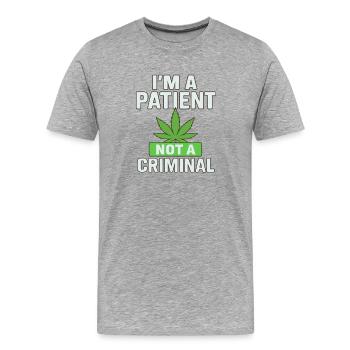 Ich bin ein Patient, kein kriminelles Cannabisblatt - Männer Premium Bio T-Shirt - Grau meliert - Vorne - Damien (186cm)