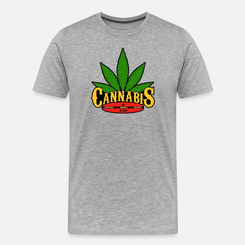 Cannabis Blatt Retro Abzeichen Design - Männer Premium Bio T-Shirt - Grau meliert