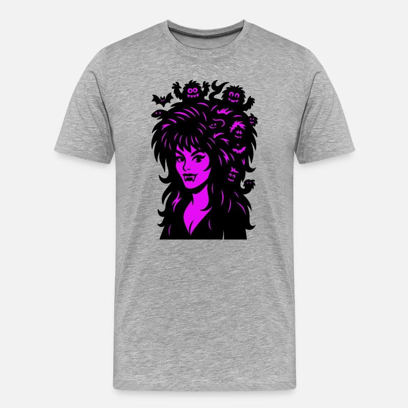 Vampir-Lady mit Superhair! - Männer Premium Bio T-Shirt - Grau meliert