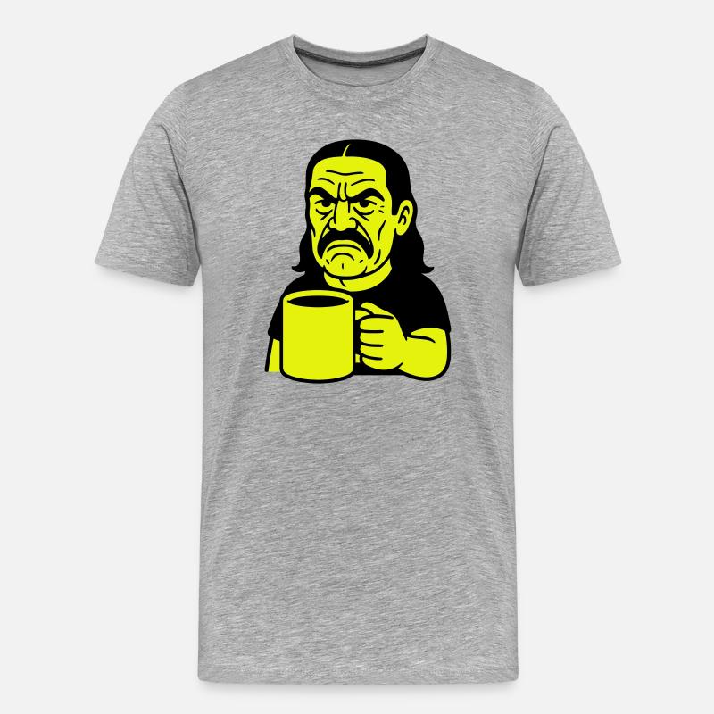 Angry Coffee Man - Männer Premium Bio T-Shirt - Grau meliert