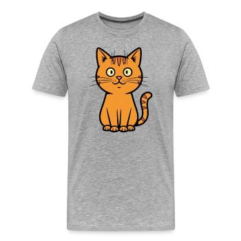 Verspielte Katzenillustration für Kinder - Männer Premium Bio T-Shirt - Grau meliert - Vorne - Damien (186cm)