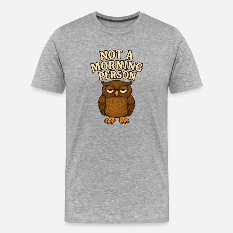 Morgenmuffel Eule - Männer Premium Bio T-Shirt - Grau meliert