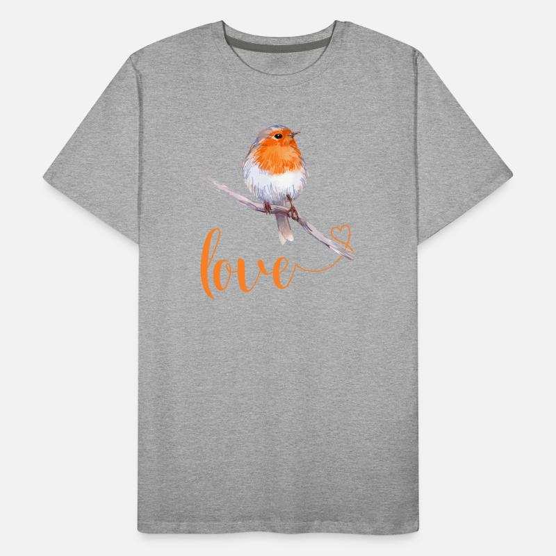 Robin avec texte d’amour T-shirt bio Premium Homme