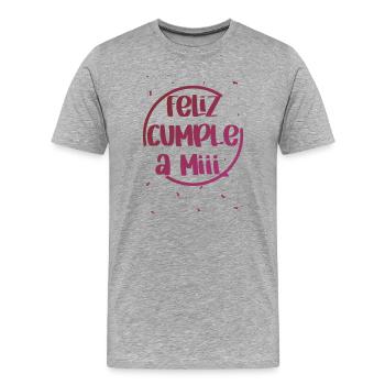 Joyeux anniversaire à Mii Diapositive amusante - T-shirt bio Premium Homme - gris chiné - Devant - Damien (186cm)