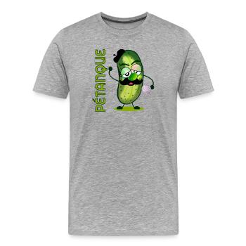 Pétanque Boule Moustache Gurken - Männer Premium Bio T-Shirt - Grau meliert - Vorne - Damien (186cm)