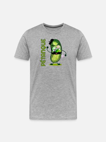 Pétanque Boule Moustache Pickles - Men's Premium Organic T-Shirt - heather grey