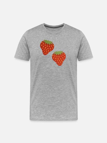 Lebendiges Erdbeermuster für Freizeitkleidung - Männer Premium Bio T-Shirt - Grau meliert