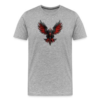 Emblème de l’aigle mythique sombre - T-shirt bio Premium Homme - gris chiné - Devant - Damien (186cm)