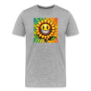 Sonnenblume - Männer Premium Bio T-Shirt - Grau meliert - Vorne - Damien (186cm)