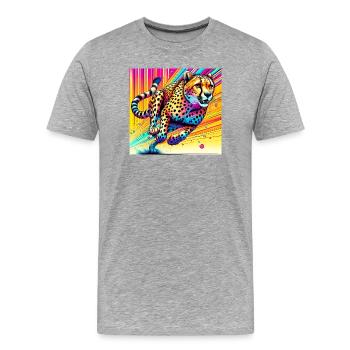 guépard - T-shirt bio Premium Homme - gris chiné - Devant - Damien (186cm)