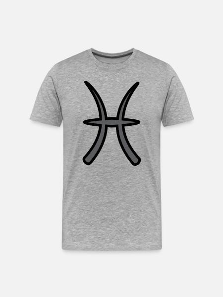 Pisces Zodiac Sign Symbol Black & Gray - Men's Premium Organic T-Shirt - heather grey
