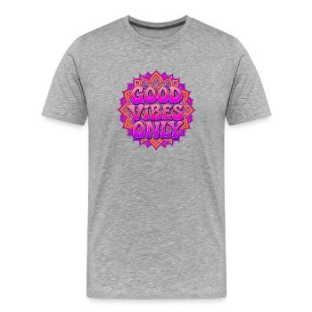 Positive Energy Mandala Retro Boho Art - Men's Premium Organic T-Shirt - heather grey - Front - Damien (186cm)