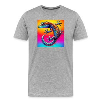 Gecko - T-shirt bio Premium Homme - gris chiné - Devant - Damien (186cm)