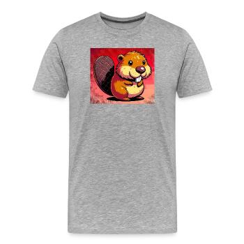 beaver - Men's Premium Organic T-Shirt - heather grey - Front - Damien (186cm)