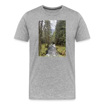 Paysage naturel avec rivière et arbres - T-shirt bio Premium Homme - gris chiné - Devant - Damien (186cm)