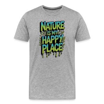 Die Natur ist mein glücklicher Ort - Männer Premium Bio T-Shirt - Grau meliert - Vorne - Damien (186cm)