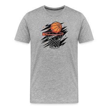 Ich liebe Basketball - Männer Premium Bio T-Shirt - Grau meliert - Vorne - Damien (186cm)