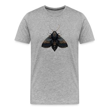 Illustration de papillon de nuit ornée avec des détails complexes - T-shirt bio Premium Homme - gris chiné - Devant - Damien (186cm)