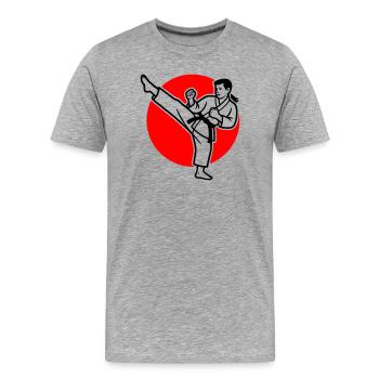 Karate Mae-Geri - Men's Premium Organic T-Shirt - heather grey - Front - Damien (186cm)