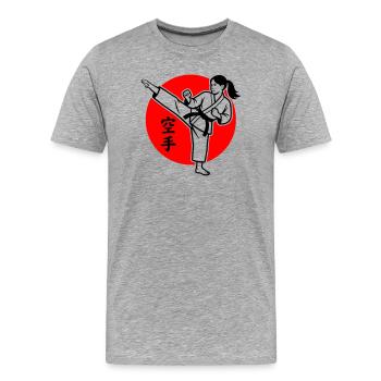 Karate Yokogeri female - Men's Premium Organic T-Shirt - heather grey - Front - Damien (186cm)