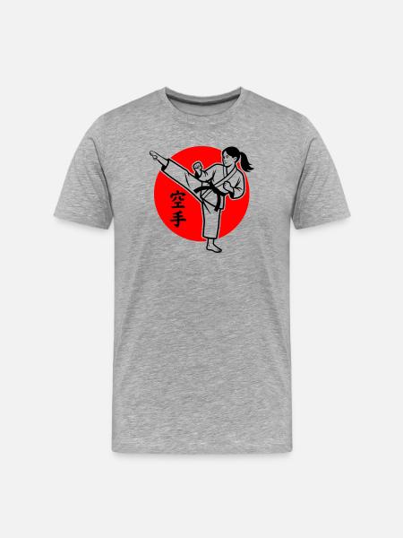 Karate Yokogeri female - Men's Premium Organic T-Shirt - heather grey