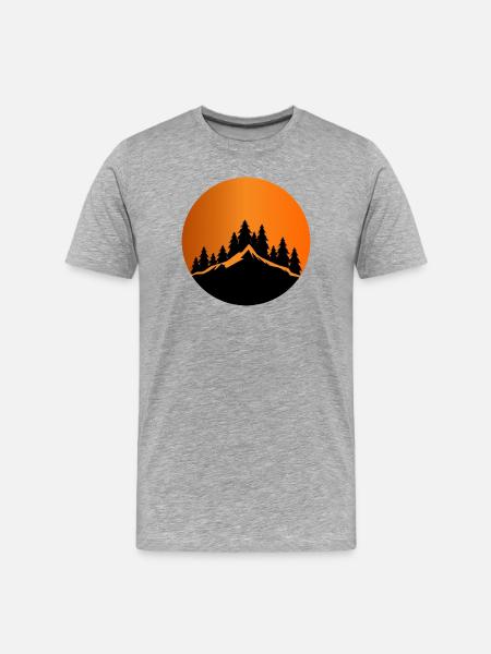 Sunset Mountain Forest Silhouette - Men's Premium Organic T-Shirt - heather grey