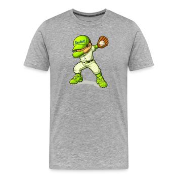 Baseball Baseball-Spieler - Männer Premium Bio T-Shirt - Grau meliert - Vorne - Damien (186cm)