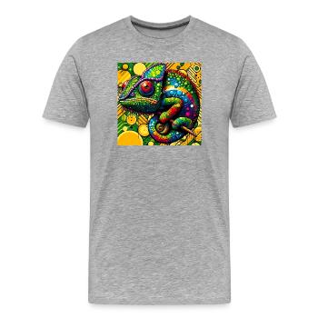 caméléon - T-shirt bio Premium Homme - gris chiné - Devant - Damien (186cm)