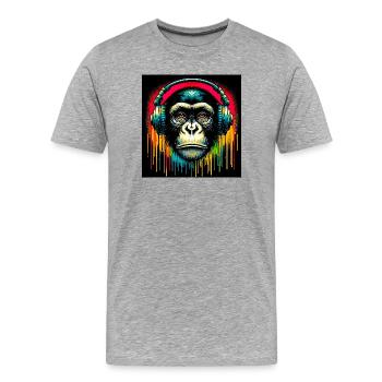 Singe chimpanzé - T-shirt bio Premium Homme - gris chiné - Devant - Damien (186cm)