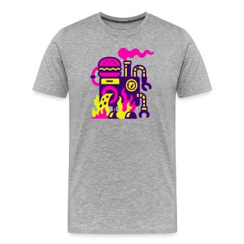 Burger Machine - Men's Premium Organic T-Shirt - heather grey - Front - Damien (186cm)