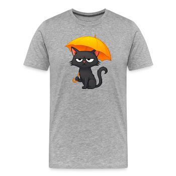 Humorvolle Grumpy Regentage Desaster mit Katze - Männer Premium Bio T-Shirt - Grau meliert - Vorne - Damien (186cm)