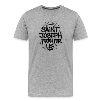 Saint Joseph Graffiti Art – Bold Faith Design - Men's Premium Organic T-Shirt - heather grey - Front - Damien (186cm)