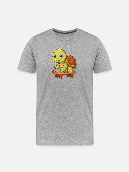 Cute turtle on skateboard - Men's Premium Organic T-Shirt - heather grey