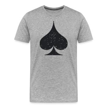 Kartenanzug Pik Symbol Grunge Textur - Männer Premium Bio T-Shirt - Grau meliert - Vorne - Damien (186cm)