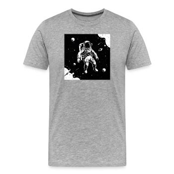 Weltraum-Astronaut im Mondhimmel - Männer Premium Bio T-Shirt - Grau meliert - Vorne - Damien (186cm)