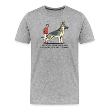 L’éducation de mon chien : 90 % de garde, 10 %... - T-shirt bio Premium Homme - gris chiné - Devant - Damien (186cm)