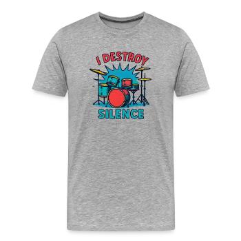Schlagzeug Schlagzeuger - Männer Premium Bio T-Shirt - Grau meliert - Vorne - Damien (186cm)